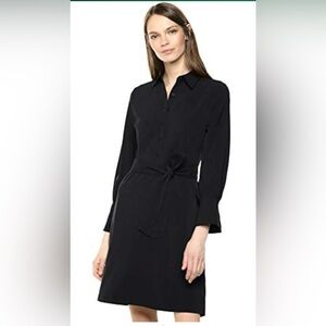 Lark & Ro Women's Long Sleeve Tie Waist Stretch Woven Shirt Dress, new, size 16